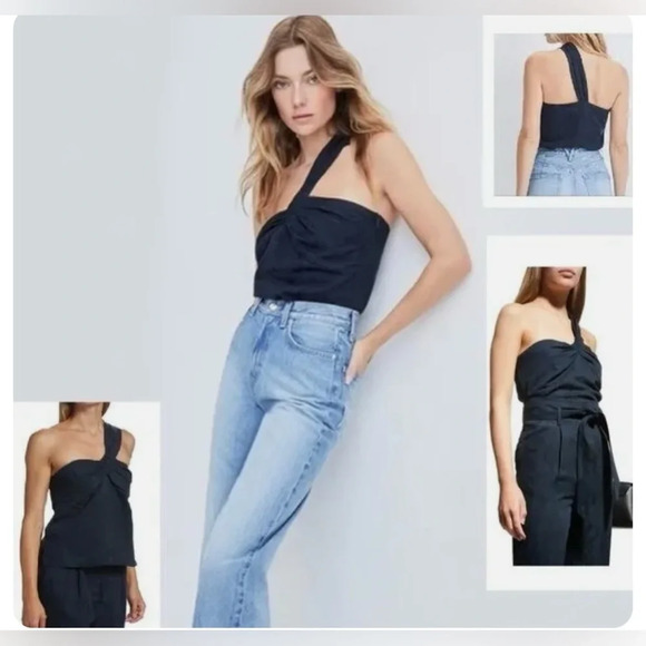 VERONICA BEARD Belinda Ink One-Shoulder Jacquard Top - Picture 1 of 8